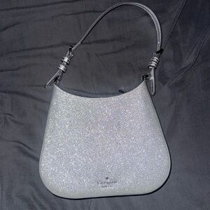 Kate Spade Glimmer glitter shoulder bag in lunar light
